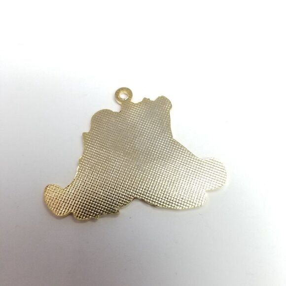 Vintage Teddy Bear with Bow Tie and Blond Doll in Dress Pendant Charm, Retro 80s - Picture 4 of 6